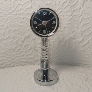 5" Spring Base Desk Clock With Alarm Metal Quartz